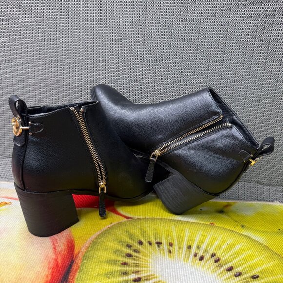 Nautica Womens Size 8 Black Luayan Block Heel Ankle Boots Zip & Buckle Detail - Picture 5 of 7